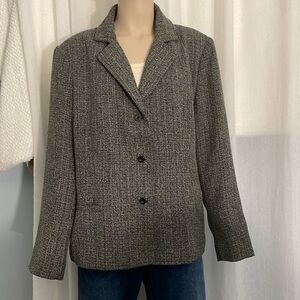 Denver Hayes long sleeve Blazer black and grey tweed look faux pockets size XL